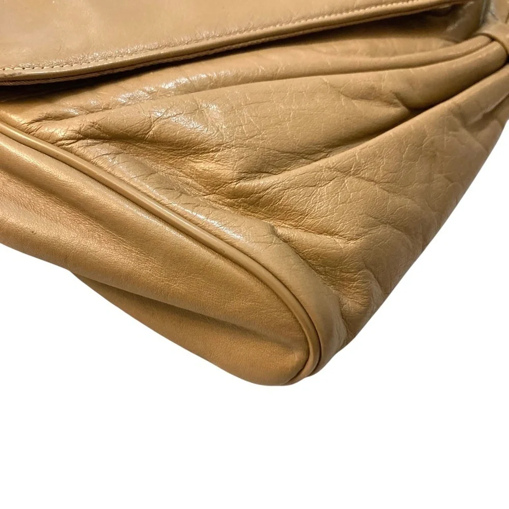 Vintage PIERRE CARDIN Leather Clutch Shoulder Bag Tan Parisian